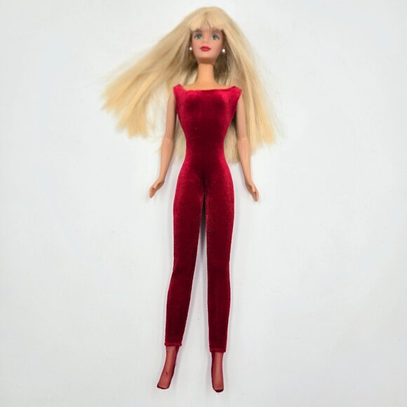 Very Velvet Barbie Doll 1998 20528 Red Velvet Jumpsuit Mattel Read - Picture 14 of 16